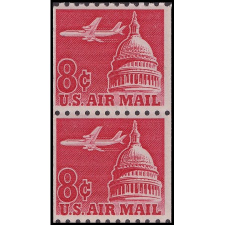 SUA 1962 - Posta Aeriana, 6c, avion deasupra Clădirii Capitoliului, pereche neuzata, din roll SUA 1962 - Posta Aeriana, 6c, avion deasupra Clădirii Capitoliului, pereche neuzata, din roll