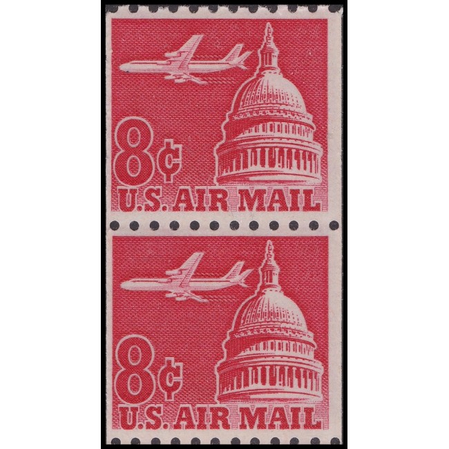 SUA 1962 - Posta Aeriana, 6c, avion deasupra Clădirii Capitoliului, pereche neuzata, din roll SUA 1962 - Posta Aeriana, 6c, avion deasupra Clădirii Capitoliului, pereche neuzata, din roll