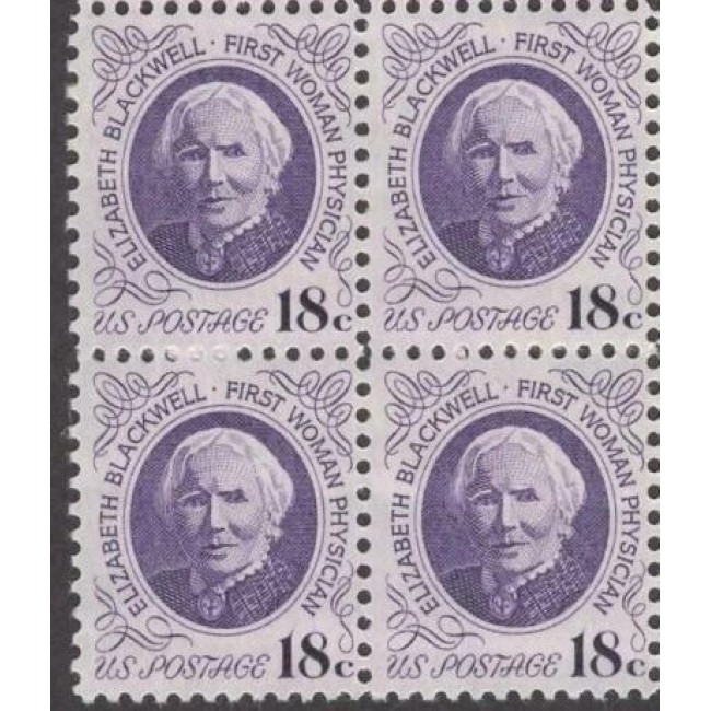 SUA 1974 - Dr. Elizabeth Blackwell, personalități, bloc de 4 neuzat SUA 1974 - Dr. Elizabeth Blackwell, personalități, bloc de 4 neuzat