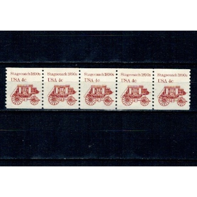 SUA 1982 - Uzual 4c, poștalion, ștraif de 5 neuzat, din roll SUA 1982 - Uzual 4c, poștalion, ștraif de 5 neuzat, din roll
