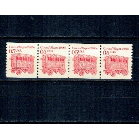 SUA 1990 - Uzual 5c, vagon de circ, ștraif de 4 neuzat, din roll SUA 1990 - Uzual 5c, vagon de circ, ștraif de 4 neuzat, din roll