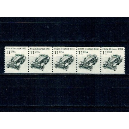 SUA 1985 - Uzual 11c, mașina de epoca Stutz, ștraif de 5 neuzat, din roll SUA 1985 - Uzual 11c, mașina de epoca Stutz, ștraif de 5 neuzat, din roll