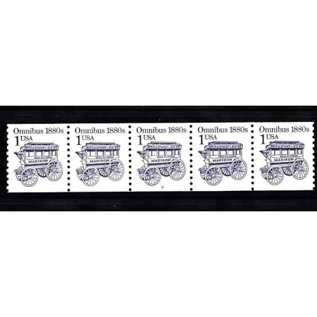 SUA 1986 - Uzual 1c, omnibus, transport, ștraif de 5 neuzat, din roll SUA 1986 - Uzual 1c, omnibus, transport, ștraif de 5 neuzat, din roll