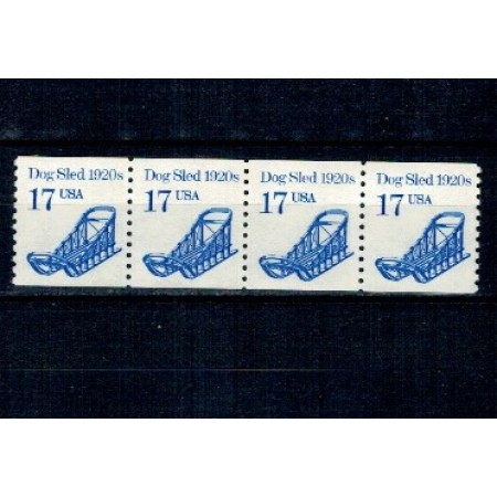 SUA 1986 - Uzual 17c, sanie trasa de câini, ștraif de 4 neuzat, din roll SUA 1986 - Uzual 17c, sanie trasa de câini, ștraif de 4 neuzat, din roll