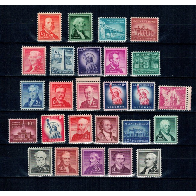 SUA 1954 - Uzuale, personalități, monumente, serie neuzata SUA 1954 - Uzuale, personalități, monumente, serie neuzata