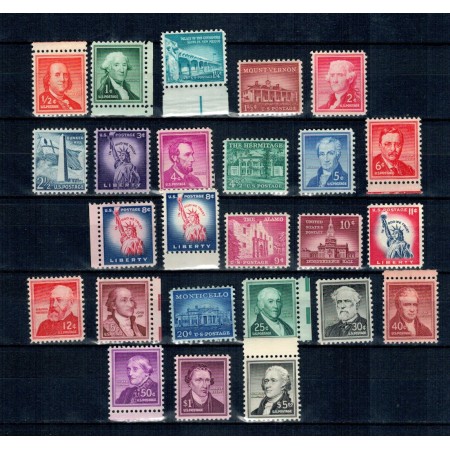 SUA 1954 - Uzuale, personalități, monumente, serie neuzata incompleta SUA 1954 - Uzuale, personalități, monumente, serie neuzata incompleta