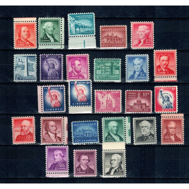 SUA 1954 - Uzuale, personalități, monumente, serie neuzata SUA 1954 - Uzuale, personalități, monumente, serie neuzata