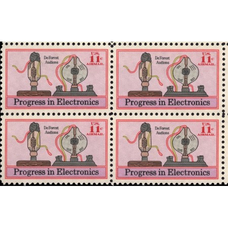 SUA 1973 - Progresul in electronica, bloc de 4 neuzat SUA 1973 - Progresul in electronica, bloc de 4 neuzat