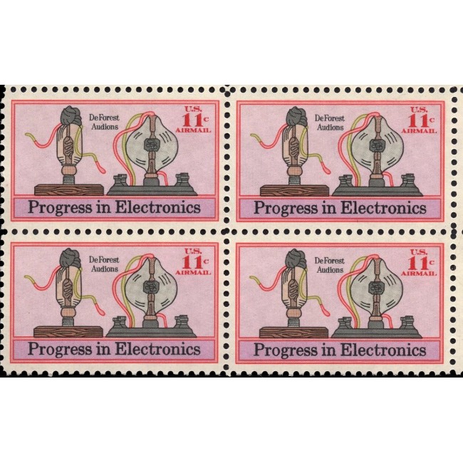 SUA 1973 - Progresul in electronica, bloc de 4 neuzat SUA 1973 - Progresul in electronica, bloc de 4 neuzat