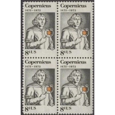 SUA 1973 - Copernic, astronomie, bloc de 4 neuzat SUA 1973 - Copernic, astronomie, bloc de 4 neuzat