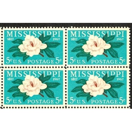 SUA 1967 - Flori, Mississippi, bloc de 4 neuzat SUA 1967 - Flori, Mississippi, bloc de 4 neuzat