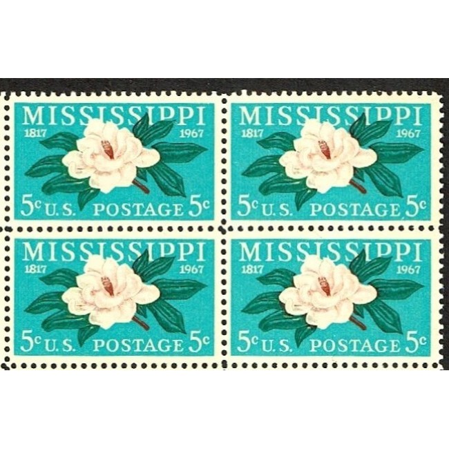 SUA 1967 - Flori, Mississippi, bloc de 4 neuzat