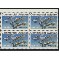 SUA 1976 - Aviația Comerciala, avioane, bloc de 4 neuzat