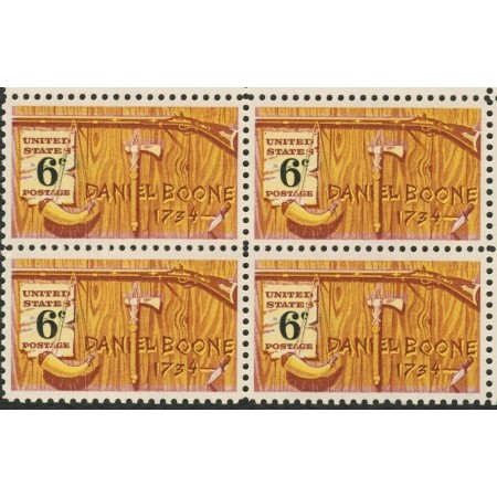 SUA 1968 - Daniel Boone, arme, bloc de 4 neuzat SUA 1968 - Daniel Boone, arme, bloc de 4 neuzat