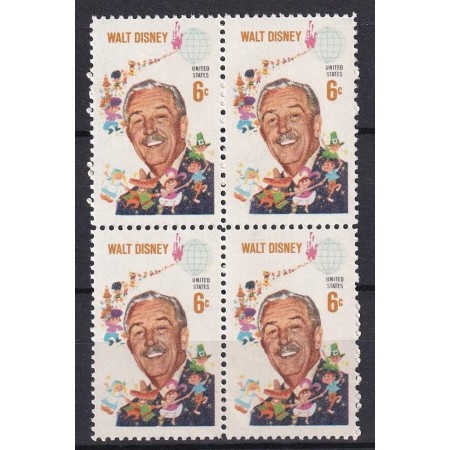 SUA 1968 - Walt Disney, desene animate, bloc de 4 neuzat SUA 1968 - Walt Disney, desene animate, bloc de 4 neuzat