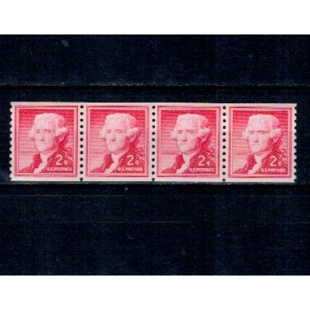 SUA 1954 - Uzual 2c, Jefferson, ștraif de 4 neuzat, din roll SUA 1954 - Uzual 2c, Jefferson, ștraif de 4 neuzat, din roll