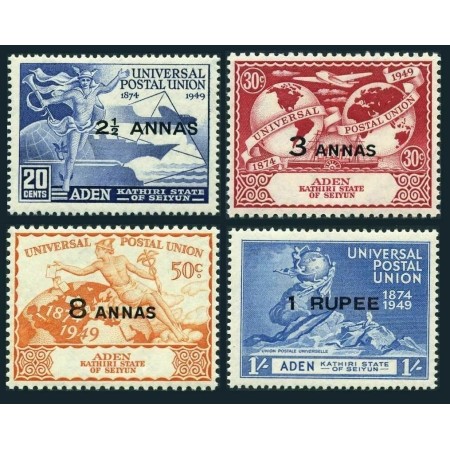 Aden, Kathiri State 1949 - Aniversare UPU, supratipar, serie neuzata Aden, Kathiri State 1949 - Aniversare UPU, supratipar, serie neuzata