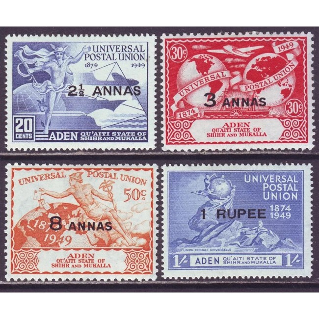 Aden, Qu'aiti State 1949 - Aniversare UPU, supratipar, serie neuzata