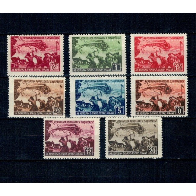 Albania 1947 - Calea Ferata Durres-Elbasan, trenuri, serie neștampilata cu șarniere Albania 1947 - Calea Ferata Durres-Elbasan, trenuri, serie neștampilata cu șarniere