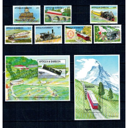 Antigua Barbuda 1991 - Cai ferate, trenuri, serie incompleta si colita neuzata Antigua Barbuda 1991 - Cai ferate, trenuri, serie incompleta si colita neuzata