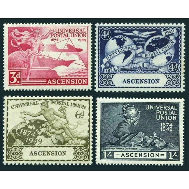 Ascension 1949 - Aniversare UPU, transport, serie neuzata Ascension 1949 - Aniversare UPU, transport, serie neuzata