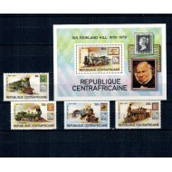 Centrafricaine Republic 1979 - Locomotive, Rowland Hill, serie si colita neuzata