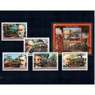 Centrafricaine Republic 1986 - Locomotive, cai ferate, trenuri, serie si colita neuzata