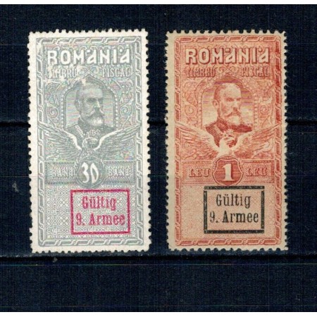 1917 - Ocupația Germana in Romania, Armata 9, mărci fiscale, neștampilate, cu sarniere 1917 - Ocupația Germana in Romania, Armata 9, mărci fiscale, neștampilate, cu sarniere