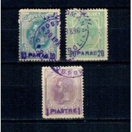 1896 - Posta Romana in Constantinopole, supratipar violet, serie stampilata