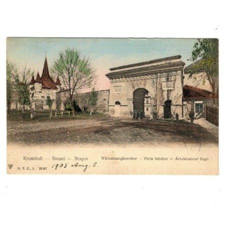 Brasov 1905 - Poarta Scheilor, ilustrata litho, circulata Brasov 1905 - Poarta Scheilor, ilustrata litho, circulata