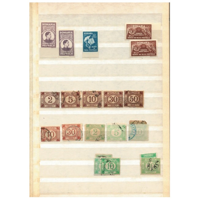 Romania - Colectie timbre fiscale, de ajutor, asistenta sociala, porto, diverse fonduri, in clasor