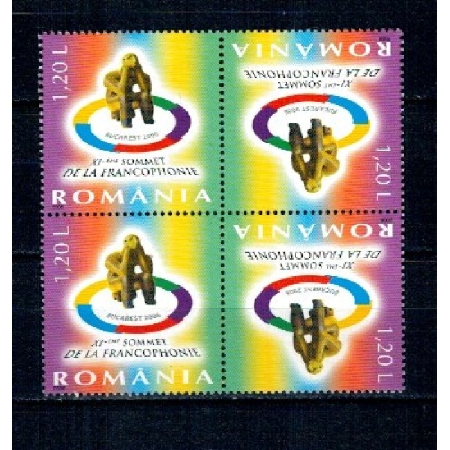 2006 - A XI-a Reuniune la nivel Înalt a Organizației Internaționale a Francofoniei, pereche tete-beche neuzata 2006 - A XI-a Reuniune la nivel Înalt a Organizației Internaționale a Francofoniei, pereche tete-beche neuzata