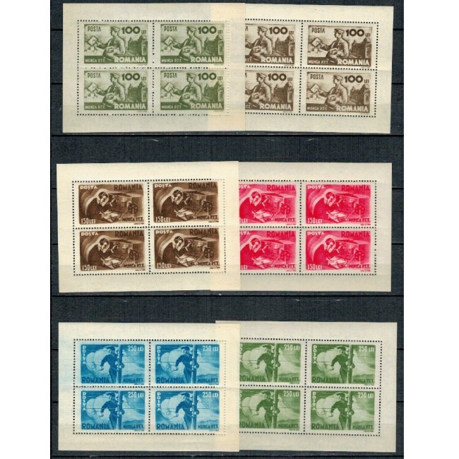 1945 - Munca PTT, blocuri neuzate, set incomplet