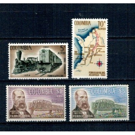 Columbia 1962 - Calea ferata Bogota-Santa Marta, serie incompleta neuzata Columbia 1962 - Calea ferata Bogota-Santa Marta, serie incompleta neuzata