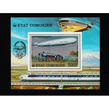 Comores 1977 - Zeppelin, tren, colita neuzata Comores 1977 - Zeppelin, tren, colita neuzata