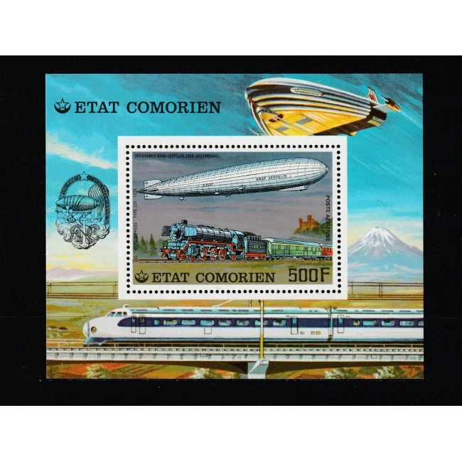 Comores 1977 - Zeppelin, tren, colita neuzata Comores 1977 - Zeppelin, tren, colita neuzata