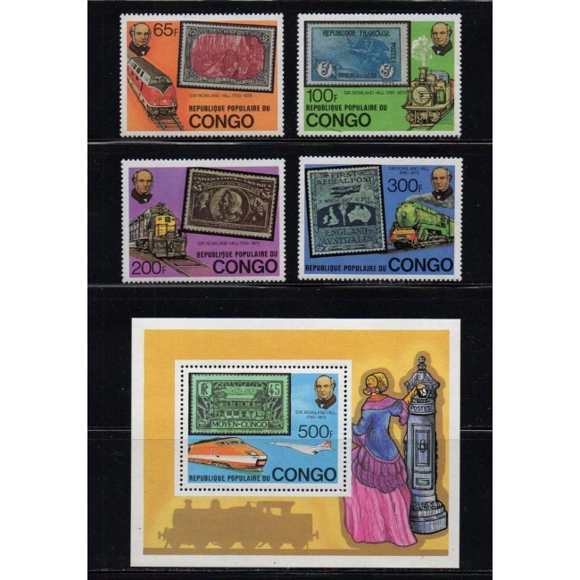 Congo 1979 - Rowland Hill, timbru pe timbru, serie si colita neuzata Congo 1979 - Rowland Hill, timbru pe timbru, serie si colita neuzata