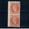 1872 - Carol I, emisiunea Paris, 15 bani, pereche verticala nedantelata, nestampilata