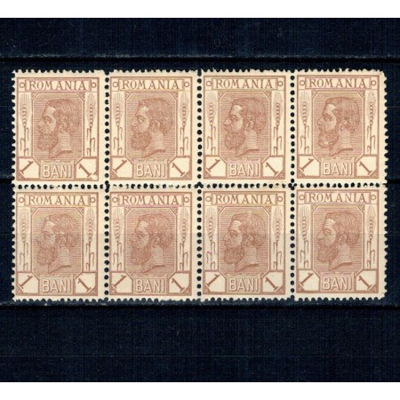 1897 - Spic de Grau, 1 BANI, filigran PR mijlociu, bloc de 8 neuzat 1897 - Spic de Grau, 1 BANI, filigran PR mijlociu, bloc de 8 neuzat