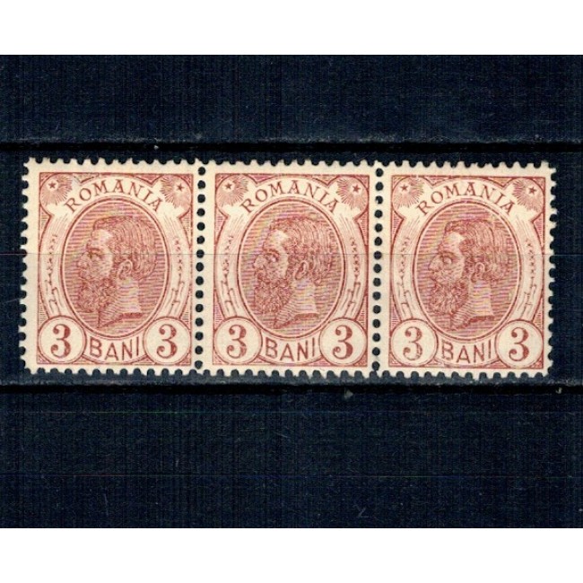 1900 - Spic de Grau, 3 bani, fără filigran, ștraif de 3 neuzat 1900 - Spic de Grau, 3 bani, fără filigran, ștraif de 3 neuzat