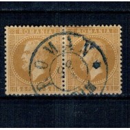 1872 - Carol I, Paris, val. 5bani pereche cu stampila ROMAN