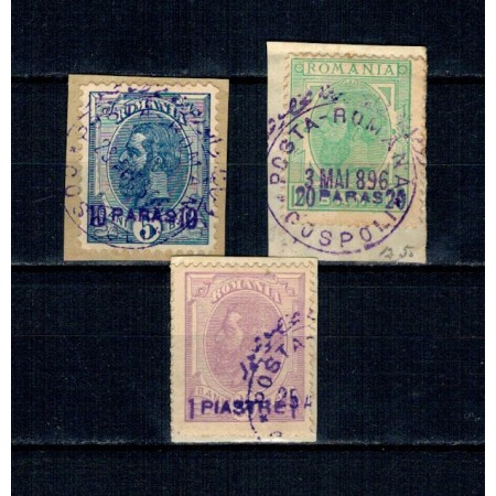 1896 - Posta Romana in Constantinopole, supratipar violet, serie stampilata, pe fragment