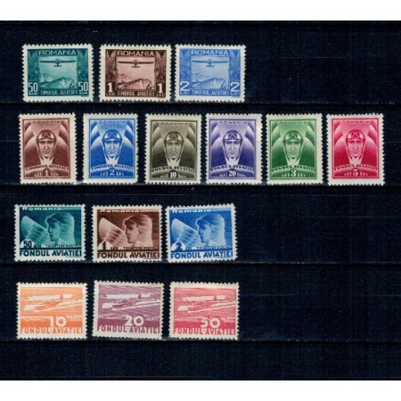 Romania - Lot marci Timbrul Aviatiei, Fondul Aviatiei, nestampilate cu sarniere