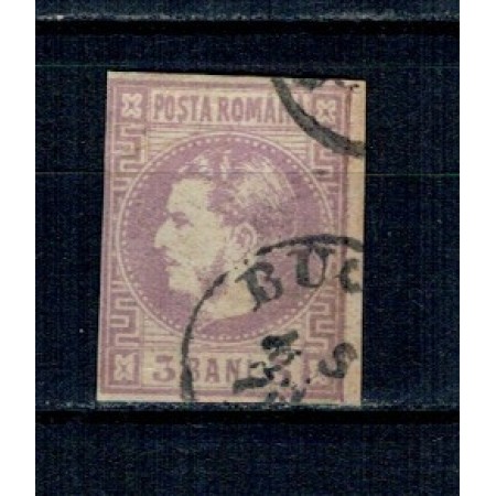 1870 - Carol I cu favoriți, 3 bani stampilat