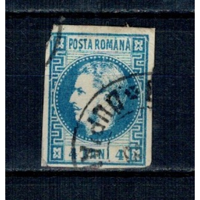 1868 - Carol I cu favoriți, 4 bani, stampilat