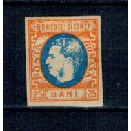 1869 - Carol I cu favoriți, 25 bani, nestampilat