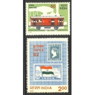 India 1982 - Expo filatelic, timbru pe timbru, serie neuzata