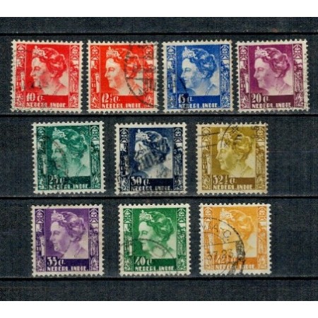 Indiile de Est Olandeze 1934/1937 - Uzuale Regina Wilhelmina, serie stampilata