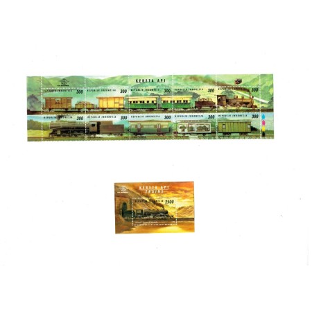 Indonesia 1998 - Trenuri, cai ferate, serie si colita neuzata