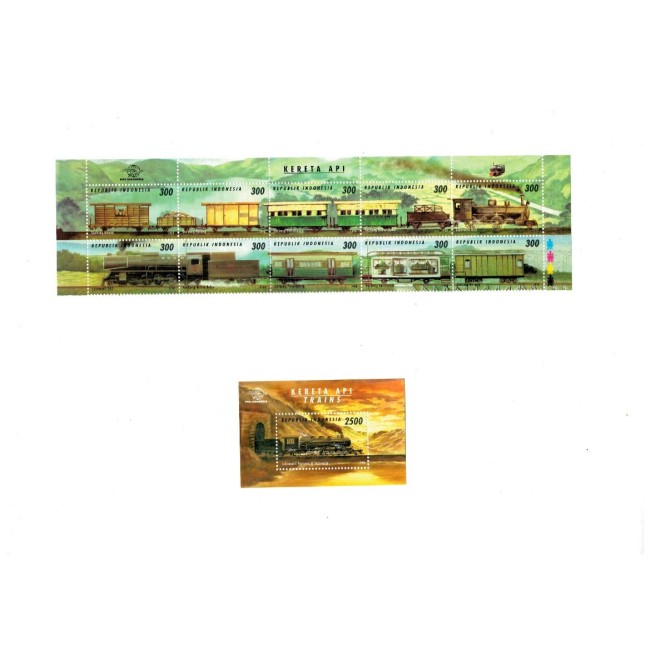 Indonesia 1998 - Trenuri, cai ferate, serie si colita neuzata